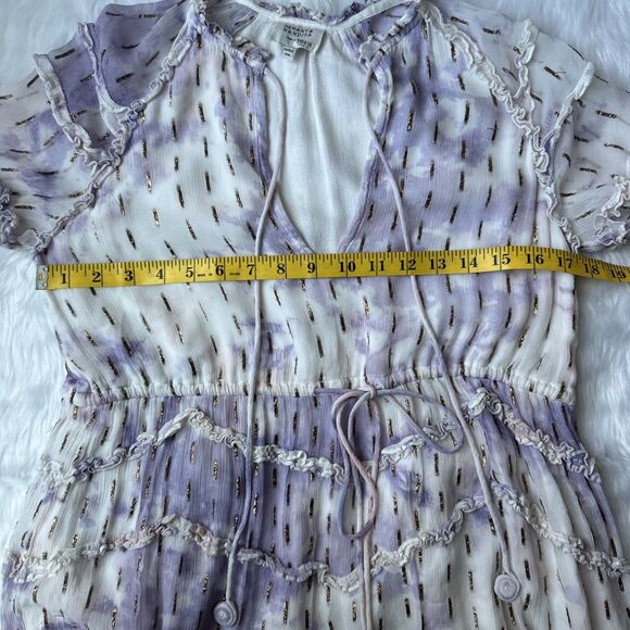 Hemant and Nandita Vivian Dress M Tiered Purple White Shower  Size XS - Picture 9 of 11